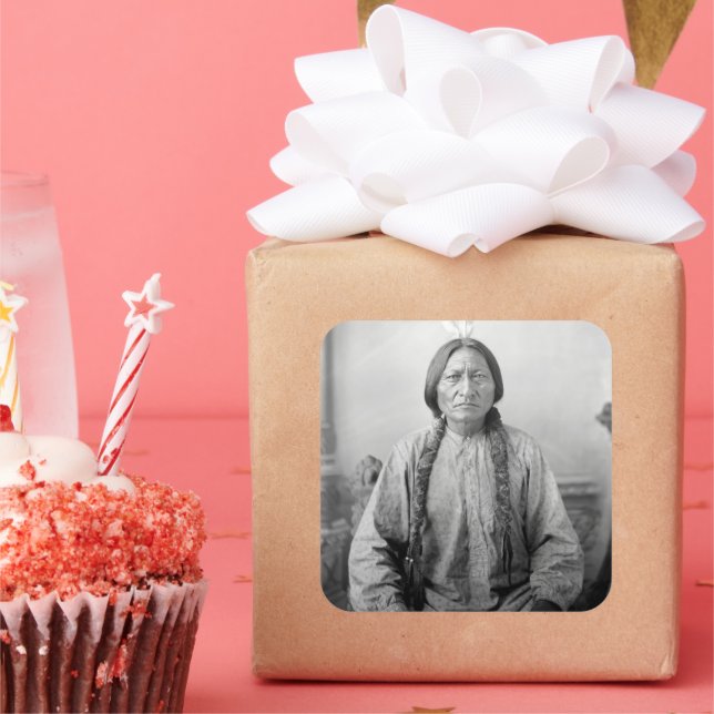 Native American Icon: Lakota Leader Sitting Bull   Square Sticker (Party)
