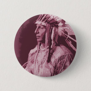 Native American Indian 6 Cm Round Badge