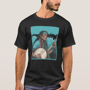 Native American Indian Banjo Player Vintage Wester T-Shirt