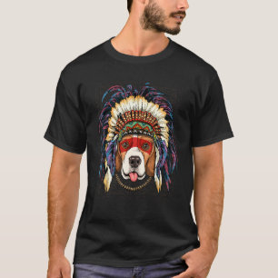 Native American Indian Beagle Dog  Indigenous Peop T-Shirt