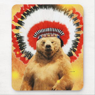 Native American Indian Bear Mouse Mat