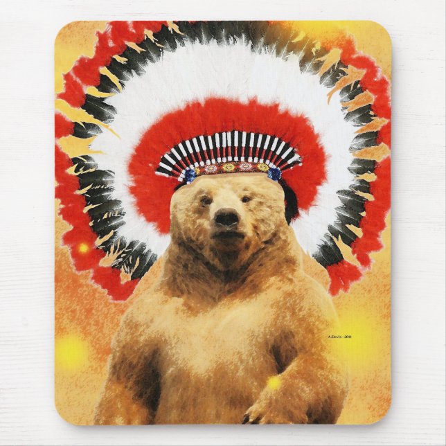 Native American Indian Bear Mouse Mat (Front)