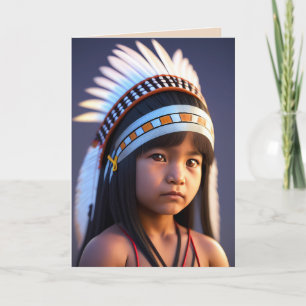 NATIVE AMERICAN INDIAN BOY ART BIRTHDAY CARD