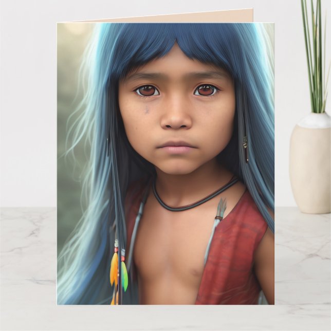 NATIVE AMERICAN INDIAN BOY ART BIRTHDAY CARDS (Front)