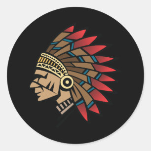 Native American Indian Chief Classic Round Sticker