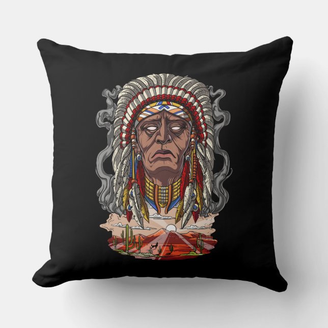 Native American Indian Chief Headdress Cushion (Front)