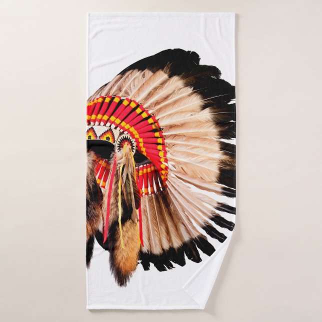 native american indian chief headdress (indian chi bath towel (Bath Towel)