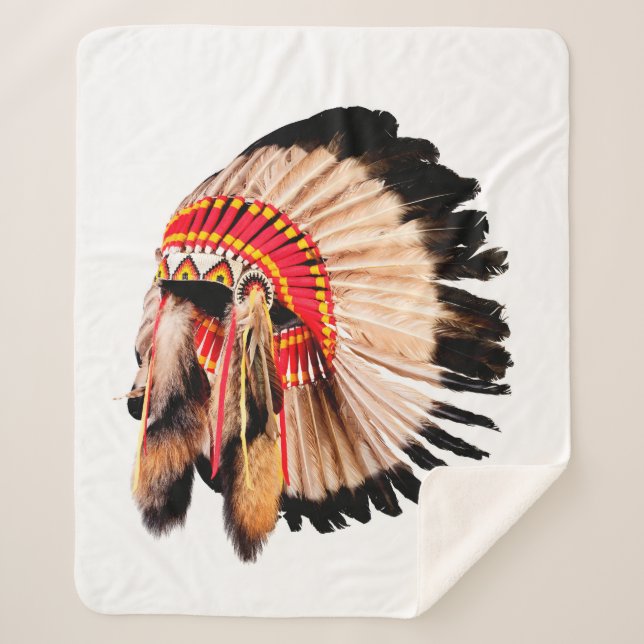 native american indian chief headdress (indian chi sherpa blanket (Front)