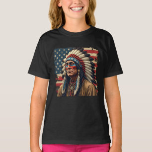 Native American Indian Chief Patriotic American  T-Shirt