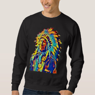 Native American Indian Chief Red Cloud Colorful Sweatshirt