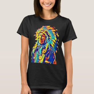 Native American Indian Chief Red Cloud Colourful   T-Shirt