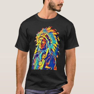 Native American Indian Chief Red Cloud Colourful   T-Shirt