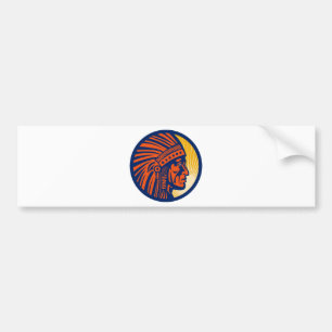 native american indian chief  side view bumper sticker