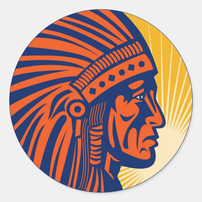 native american indian chief  side view classic round sticker (Front)