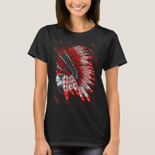 Native American Indian Chief Skull Motorcycle Head T-Shirt