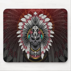 Native American Indian Chief Skull Mouse Mat
