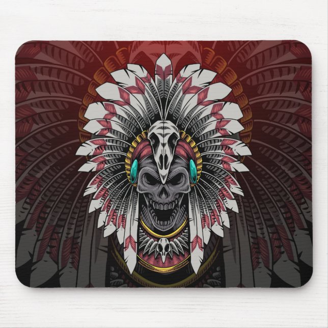 Native American Indian Chief Skull Mouse Mat (Front)