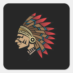 Native American Indian Chief Square Sticker