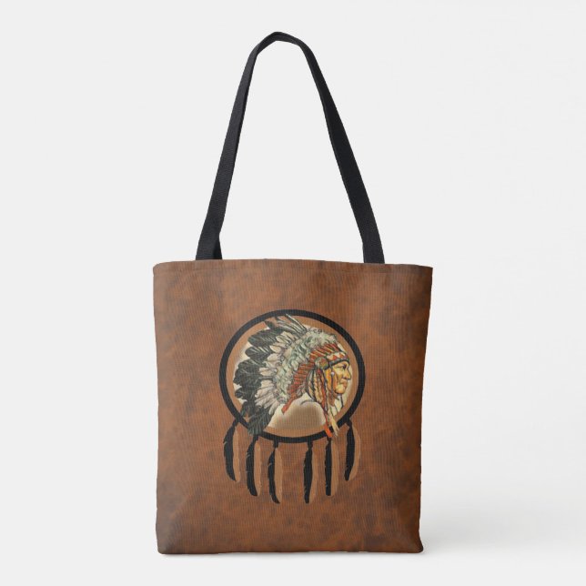 Native American Indian Chief Tote Bag (Back)