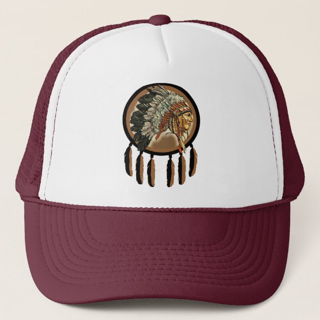 Native American Indian Chief Trucker Hat (Front)