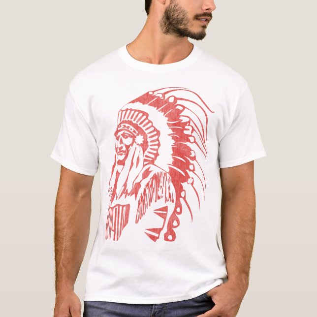 Native American Indian Chief Vintage (Red) T-Shirt (Front)