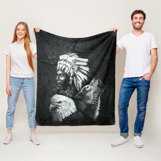 Native American Indian Chiefs 02 Fleece Blanket (In Situ)