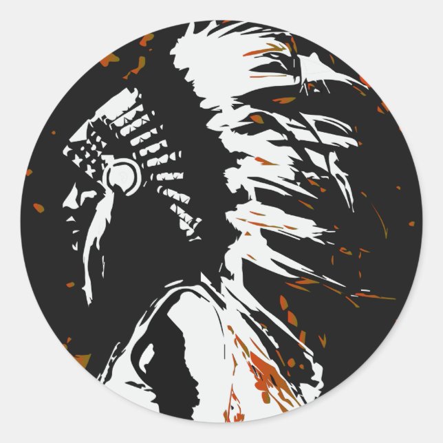 Native American Indian Classic Round Sticker (Front)