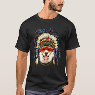 Native American Indian Corgi Dog Indigenous Peopl T-Shirt