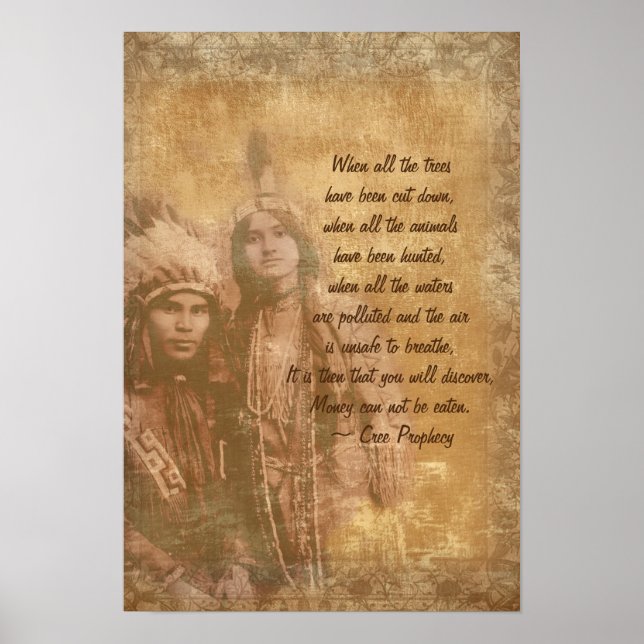 Native American Indian couple Cree Prophecy Poster (Front)