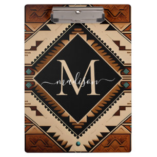 Native American Indian Culture Boho Style Monogram Clipboard