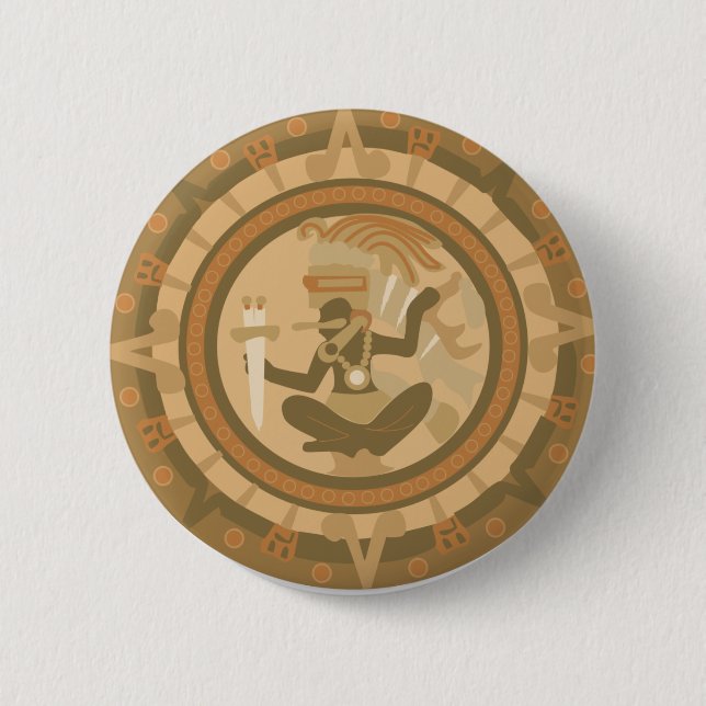 native american indian design 6 cm round badge (Front)