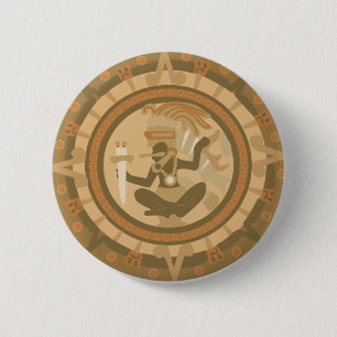 native american indian design 6 cm round badge