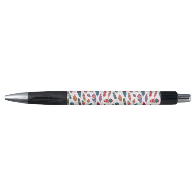 Native American Indian Feathers Black Ink Pen (Front)