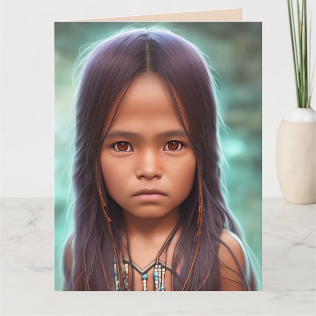 NATIVE AMERICAN INDIAN GIRL ART BIRTHDAY CARDS (Front)