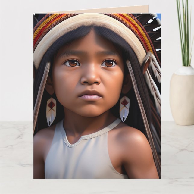 NATIVE AMERICAN INDIAN GIRL ART BIRTHDAY CARDS (Front)