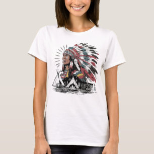 Native American Indian Headdress Chief Camp T-Shirt