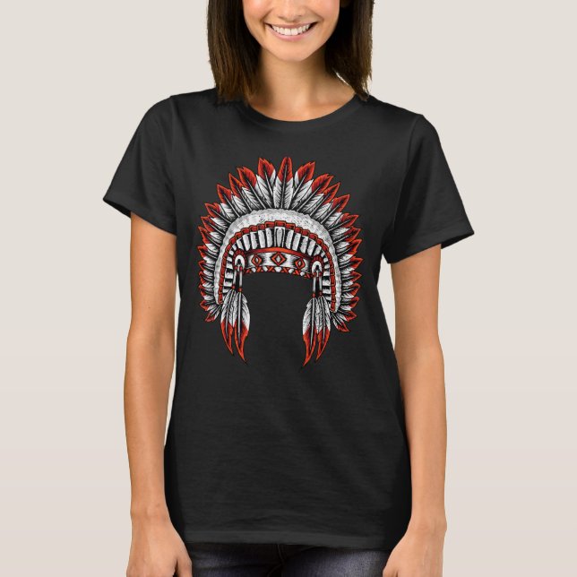 Native American Indian Headdress Costume Jewellery T-Shirt (Front)