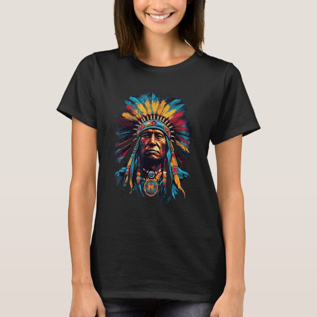 Native American Indian Headdress Traditional Art M T-Shirt (Front)
