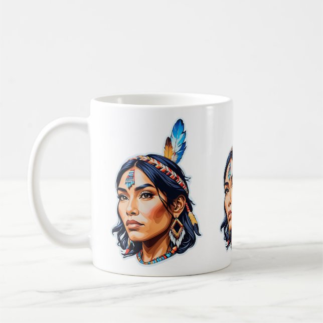 Native American Indian Lady Coffee Mug (Left)