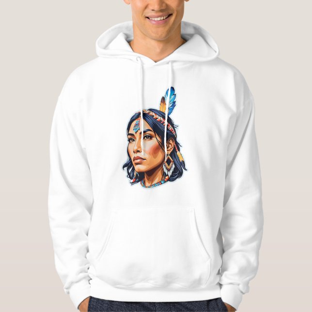 Native American Indian Lady Hoodie (Front)