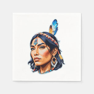 Native American Indian Lady Napkin