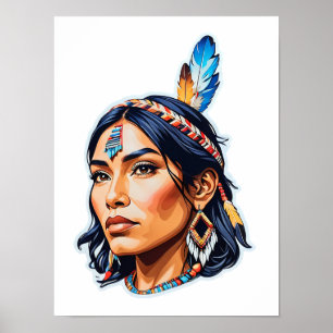 Native American Indian Lady Poster