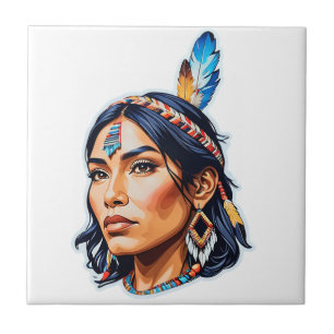 Native American Indian Lady Tile