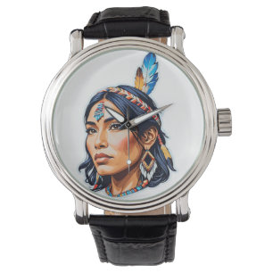 Native American Indian Lady Watch