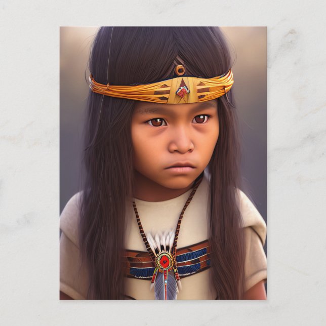 NATIVE AMERICAN INDIAN LITTLE GIRL BOY Postcards (Front)