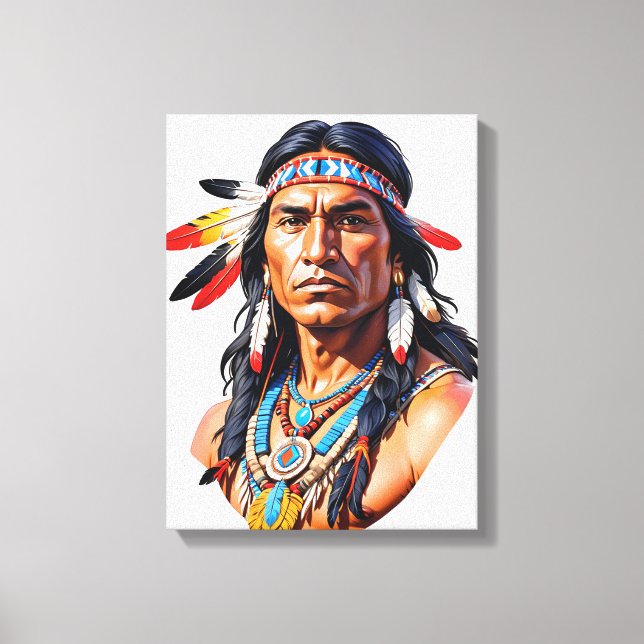 Native American Indian Man Canvas Print (Front)