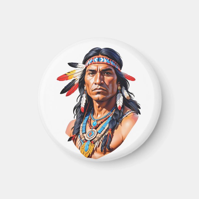 Native American Indian Man Magnet (Front)