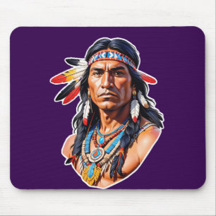 Native American Indian Man Mouse Mat