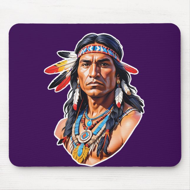 Native American Indian Man Mouse Mat (Front)