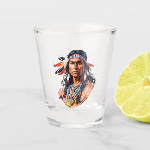 Native American Indian Man Shot Glass
